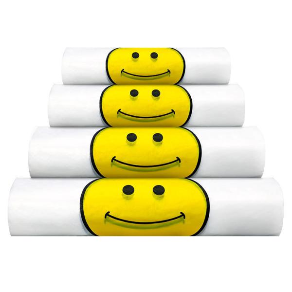 Buy cheap Customizable PE Shopping Bag T Shirt Grocery Bags With Cheerful Smiley Face Design from wholesalers