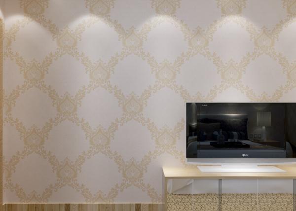 Quality Classical Damask European Style Wallpaper Washable for Household , Beige color for sale