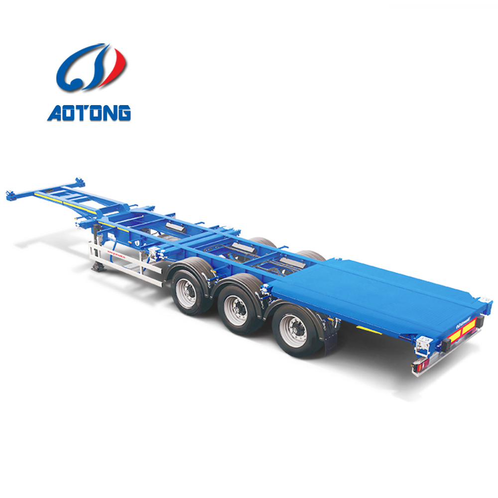 45ft 3 Axles Shipping Container Flat Bed Semi Trailer for Dual Container Transport