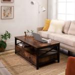 Vintage Industrial Coffee Table Furniture, Coffee Table With Drawer, Particleboa