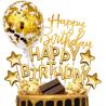 Buy cheap Birthday Paper Fans Banner Confetti Balloon Fireworks Golden Cupcake Topper For Gold Theme Party Decor Girl Boy Kid from wholesalers