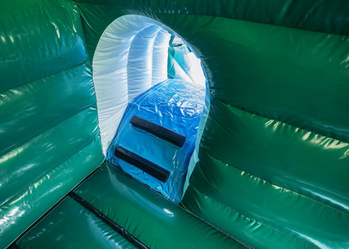 Slide Combo Green Agricultural Car Inflatable Jumping Castle For Rent 1 - 2 Years Warranty