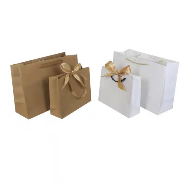 Buy cheap luxury custom printed paper gift shopping bag brown kraft paper bag with your own logo for clothing jewelry from wholesalers