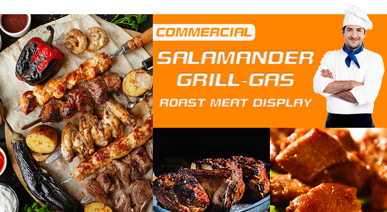 Hotel Restaurant Countertop Gas Salamander Broiler with 6 Burners Stainless Steel 2023