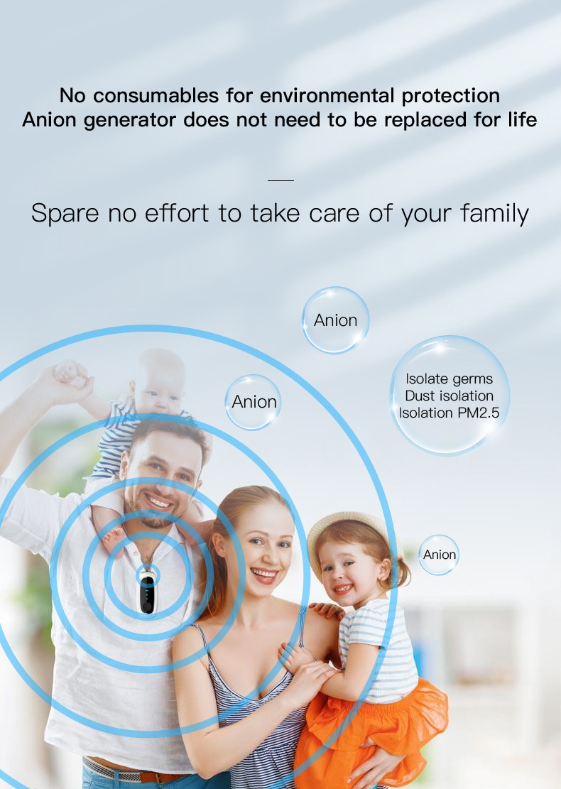 Mini Portable Wearable battery powered Air Purifier Necklace ionizer Negative Virus