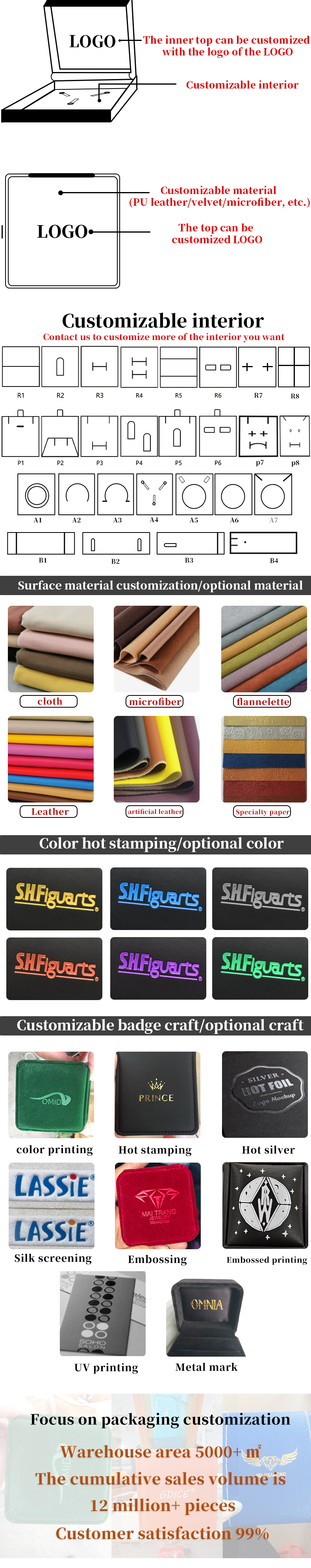 Newest Style Customized Size Velvet Jewelry Packaging Box for Bracelet Necklace Ring