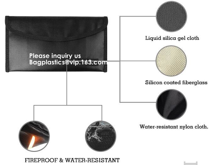 Non-Itchy silicone coated fireproof waterproof bag with zipper 15 x 11 inch,Defender fireproof and water resistant