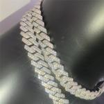 Hip Hop Miami Cuban Link Chain 15mm VVS Moissanite Sterling Silve Cuban Link