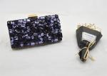 Flower Gemstone Ladies Evening Clutch Bags Purse Purple Color Acrylic