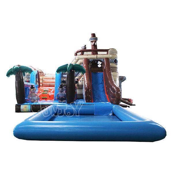 Buy cheap SGS PVC Tarpaulin Pirate Ship Inflatable Water Slide With Pool from wholesalers