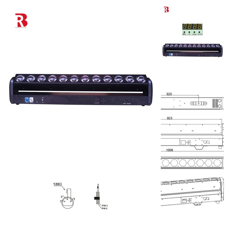Moving Head Beam Laser Stage Lights 4-In-1 RGBW LED Beam Bar 12 30W For Event