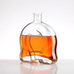 750ml Drop Shape Transparent Brandy Glass Bottle with Customized Logo Printing