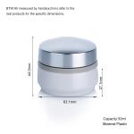 50ml White Opaque Plastic Cream Glass Bottle Jars With Silver Lids