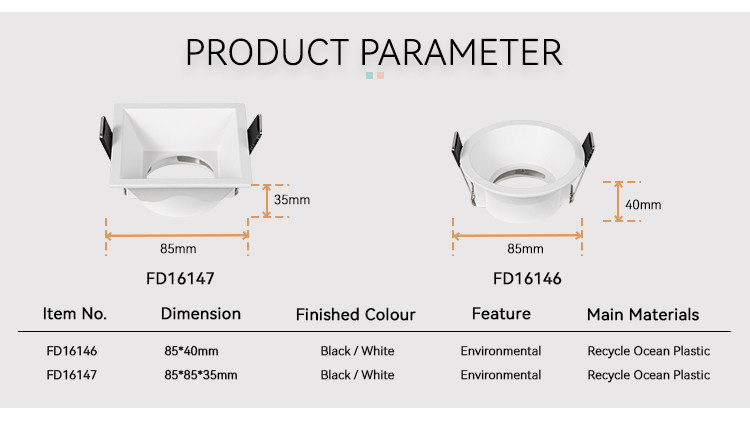 Anti Glare Downlight Housing Cover Deep Led Recessed Light Housing