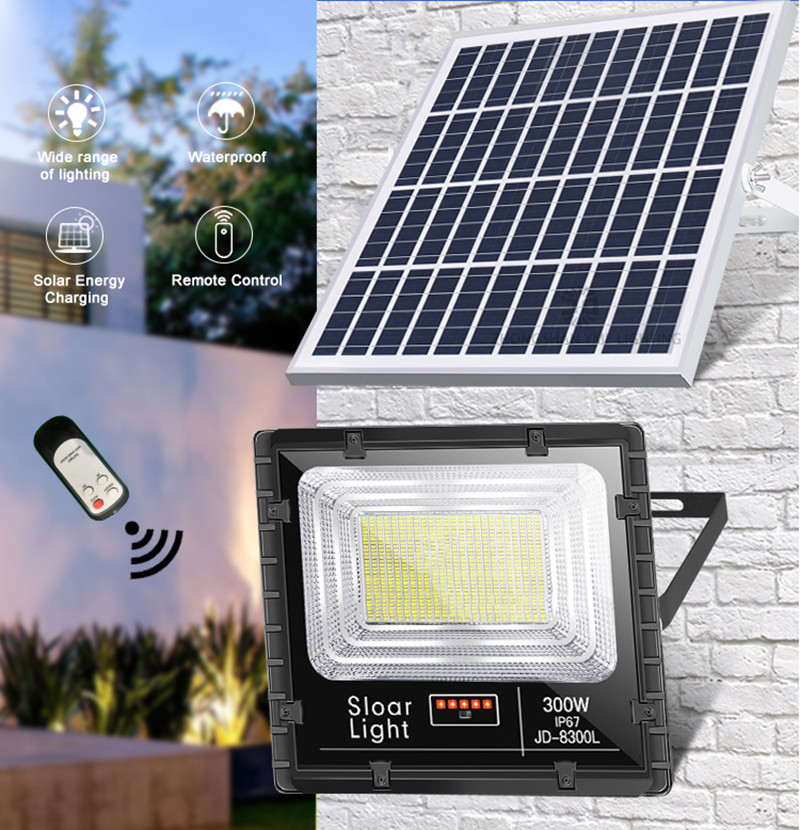 Waterproof Ip67 Remote Control ABS 300W LED Solar Flood Light Power Station