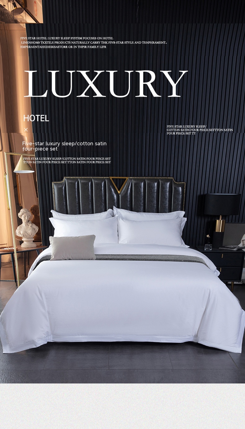 80 Fabric Count Cotton Hotel Bed Sheet Set for Customized Bedsheets in White Color