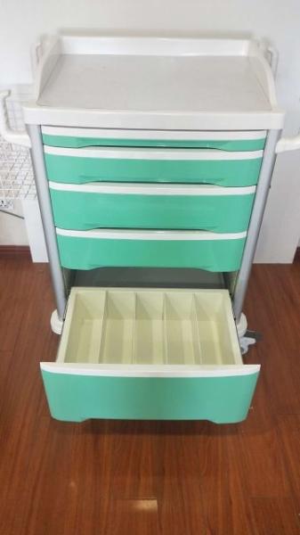 Buy cheap Aluminum Alloy Frame ABS Emergency Trolley Instruments Green Color With Center Lock Drug Delivery Cart from wholesalers