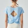 Buy cheap Pleated Nylon Sports Short Sleeve Ladies Yoga Tops Running Fitness T - Shirt from wholesalers