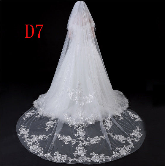 Long drag lace veil, Europe and the United States pure white bud silk yarn, around the shoulder of the beautiful long