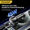 Buy cheap ESSAGER FSJ-008 Series 105W 3 Ports Fast USB Type C Car Charger from wholesalers