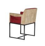 Industrial Wood Back Leather Leisure Chair Old Finish Iron Legs Real Leather