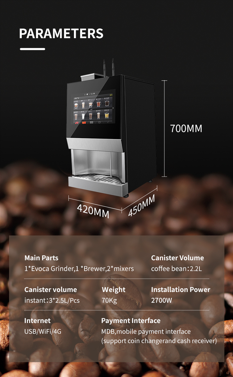 15.6inch Screen Table Top Bean To Cup Coffee Vending Machine With IOT Function
