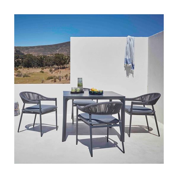 Buy cheap Stylish Outdoor Dining Set with Metal Frame and Rope Weave Armchair L 57 x W60 x H74cm from wholesalers