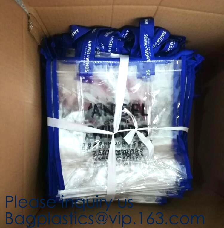 Vinyl Transparent PVC Gusset Bag Plastic Tote Shopping Bag For Packaging TPU Laser Makeup Handbag PVC Cosmetic Shopping