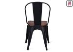 86cm Height Black Metal Restaurant Chairs Tolix Bar Stool With Wooden Seat