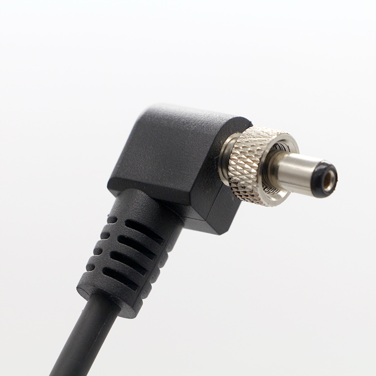 90 Degree Right Angle Male to Female 5.5x2.1mm 5525 DC Screw Power Charger Cable