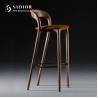 Buy cheap Nordic Solid Wood Contemporary Bar Chairs PU Leather High Back Bar Stools SGS from wholesalers