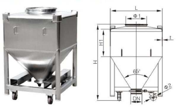 Buy cheap 1200L Post Bin Blender Pharmaceutical Stainless Steel IBC Container Powder Movable Tank from wholesalers
