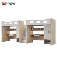 Buy cheap Bedroom Furniture Metal Bunk Bed With Desk Wooden Post Support customization product