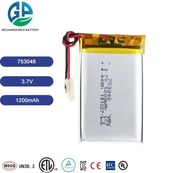 Buy cheap KC Approved 753048 1200mAh 3.7v Rechargeable Lipo Battery For Monitor Smart Toy from wholesalers