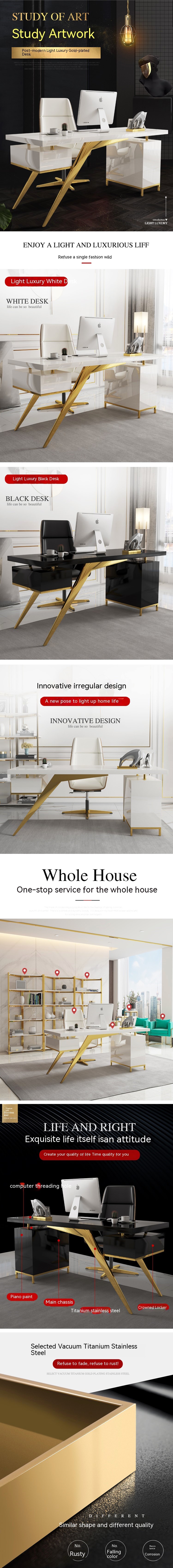 Commercial Furniture Modern Design Light Luxury Boss Desk with Baking Lacquer Process
