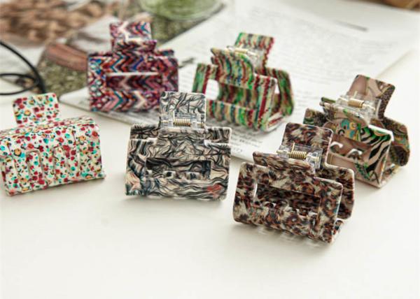 Buy cheap Acetic acid square picture logo clip hair card cross-border painted temperament medium clip shark clip hair accessories from wholesalers