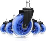 5 Pack Blue PU 3 Inch Half Transparent Office Chair Swivel Furniture Caster