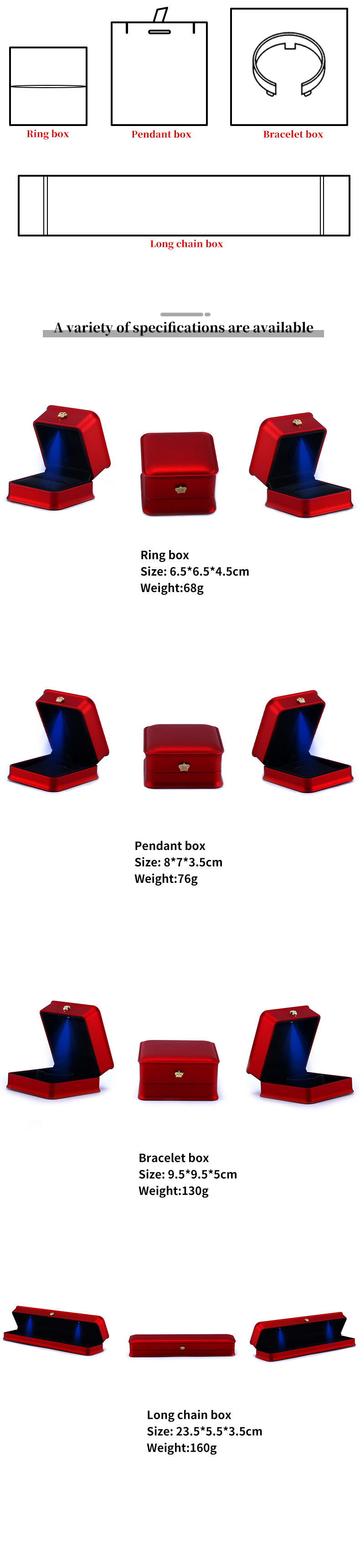 Jewelry Package Hanhong Custom Luxury Crown LED Box for Bracelets Necklaces and Rings