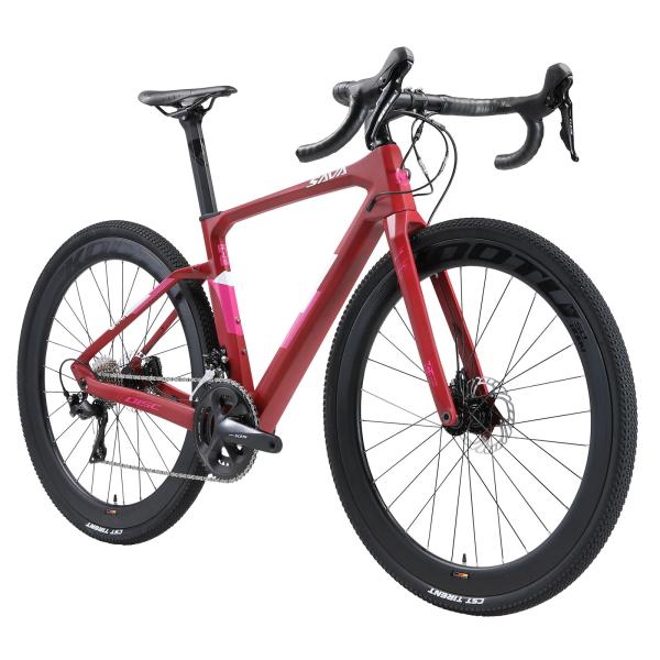 Buy cheap 9kg Carbon Gravel Road Bike , Dark Red 54cm Frame Bike 22 Speed from wholesalers