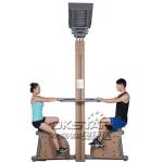wooden street lamp outdoor fitness bike