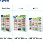 Elegant 50Hz Commercial Drink Cooler , 980w Glass Door Display Fridge