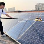 Solar Photovoltaic Panel Cleaning Equipment with Rotating Brush and Customized