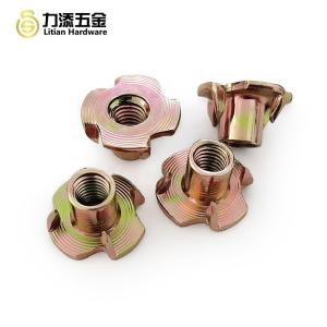 Wholesale Tee nuts toothed 4 prong spring nuts T-Nut sliding drop slot four claw  M6 din1624 from china suppliers