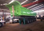 Green U Shape 3100mm Truck Tipper Trailer 12R20 3 Axle Tipper Truck 80 Ton
