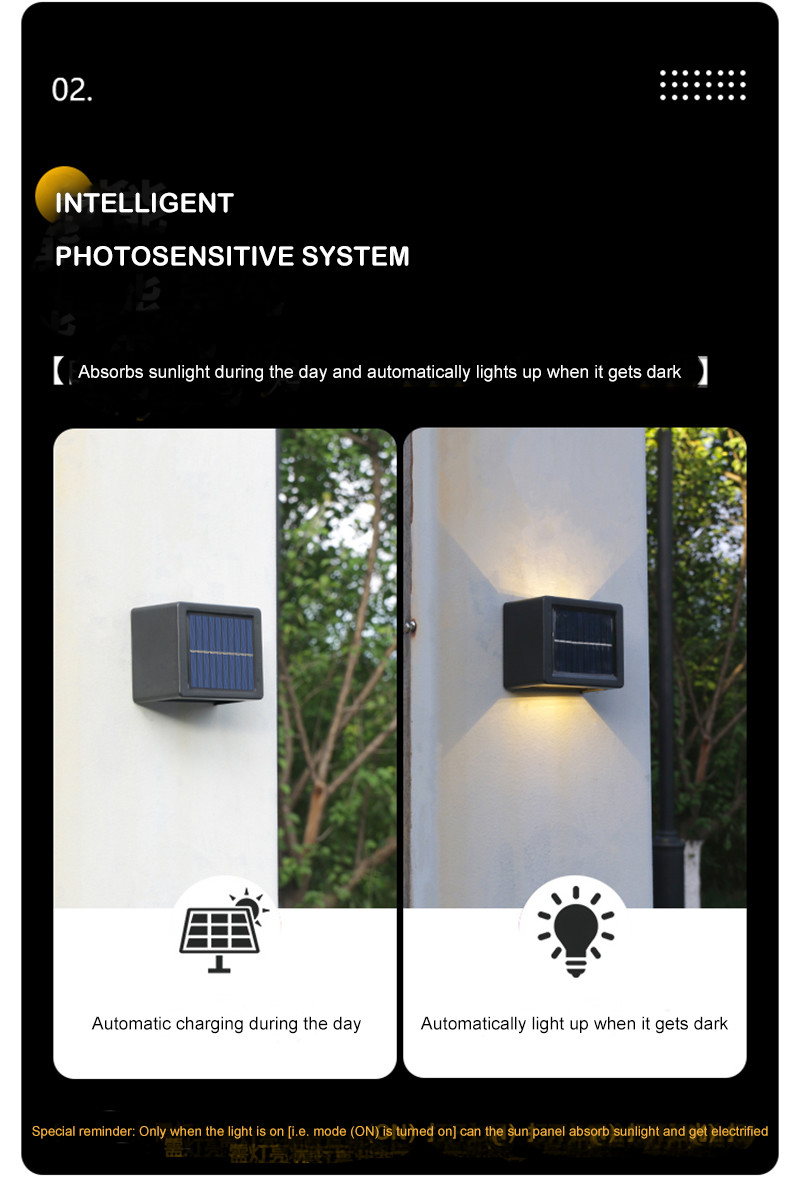 Powered IP65 Waterproof Solar Wall Light Lamp Pathway Decking Street For Landscape