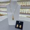 Buy cheap Simple Wedding Jewelry Set Shiny Disc Crystal Pendent Necklace Earring Bracelet Open Ring Set from wholesalers
