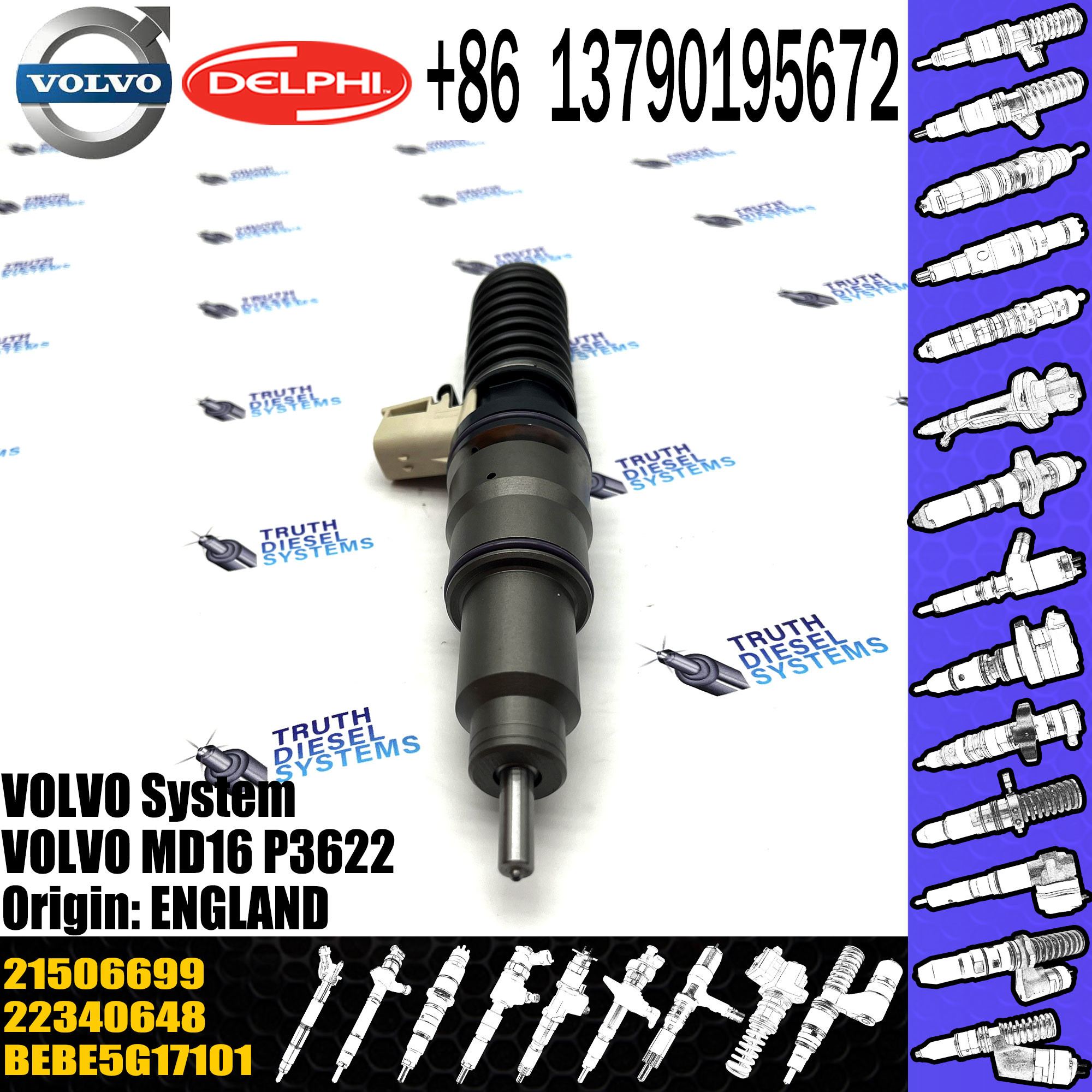 High quality common rail injector 22015763 diesel injector Engine BEBE4L09001 For Diesel Engine