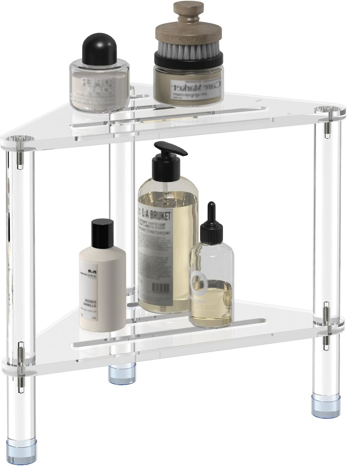 Bespoke Detachable Clear Acrylic Corner Table Lucite Shower Stool for Bathroom