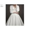 Buy cheap Deep V Neck Vintage Off White Wedding Dresses Long Lantern Sleeve Pleating Tail from wholesalers