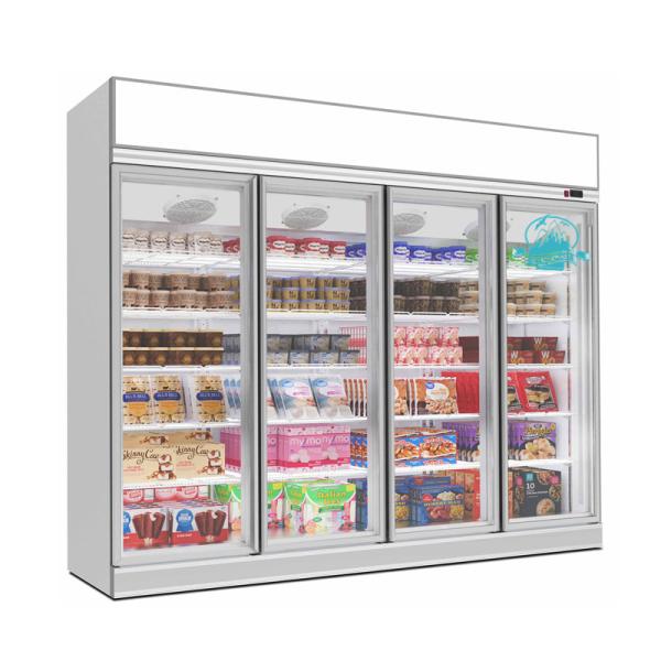 Buy cheap 2000L Commercial Supermarket 4 Doors Glass Upright Freezer from wholesalers